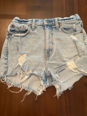 Abercrombie & Fitch Curve Love Sz 27/4 High Rise Mom Short light wash denim